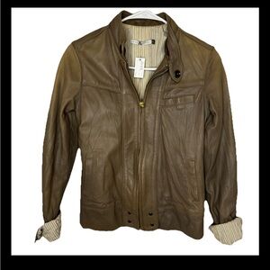 Mike & Chris Leather Bomber Zip-Up Jacket